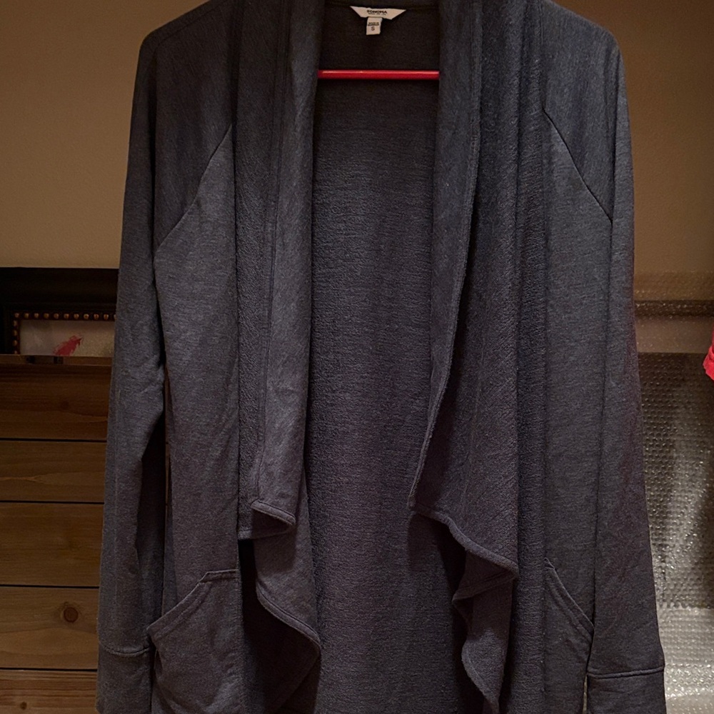 Women's Navy Open Front Cardigan with  Pockets